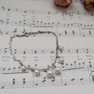 Vintage Silver Faux Pearl Bracelet